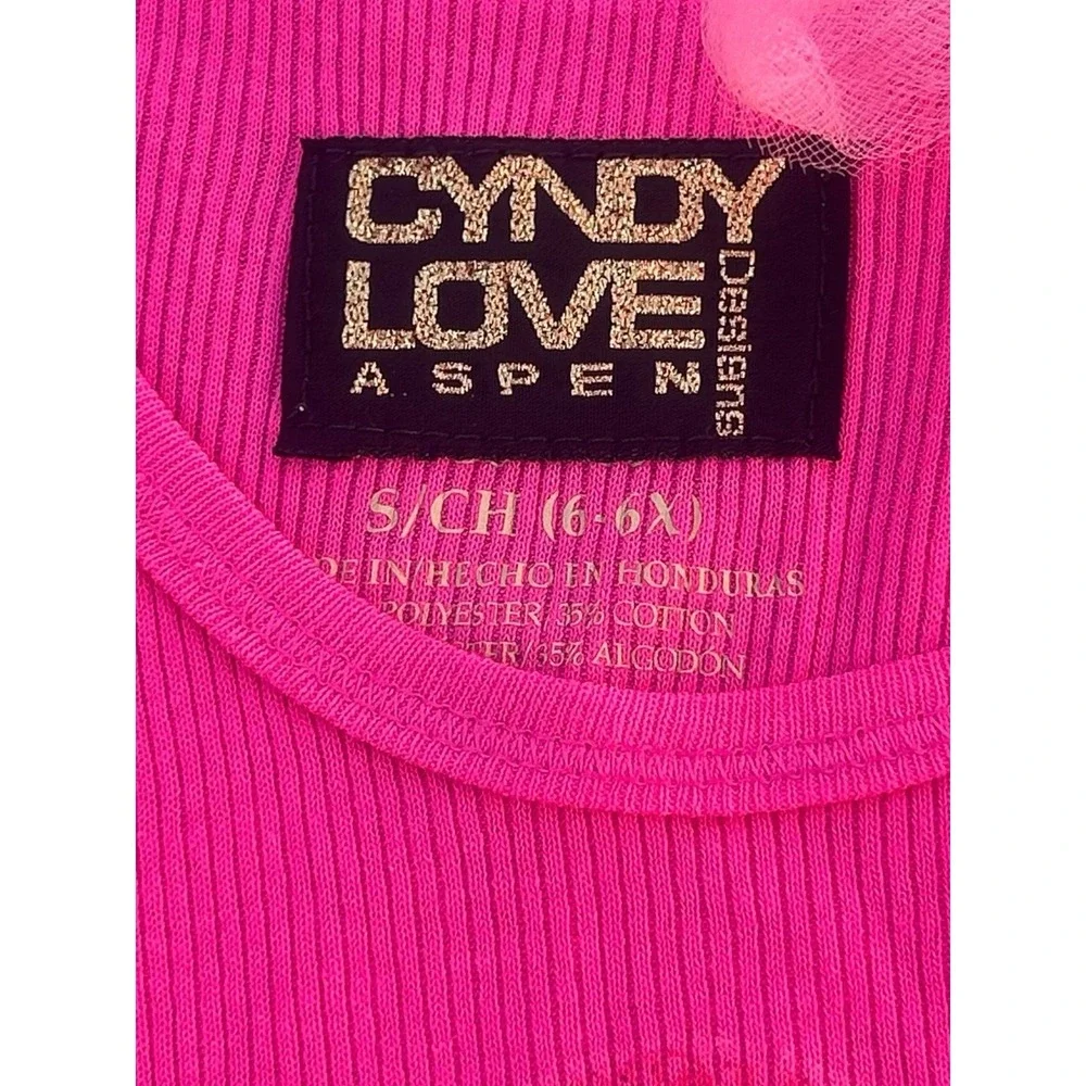 Cyndy Love Girls Pink Drop Waist Chandelier Dress Floral Skirt Bow Size 6 6X